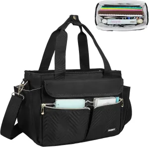 Journaling Supplies Carrying Case,Travel Planner Organizer,Journal Bag for Notebook,Planner,Pens and Journaling Accessories Kit,Black