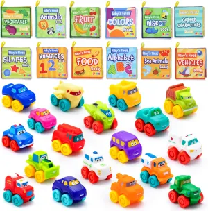 JOYIN 12 Pcs Baby Bath Books with Cartoon Cars, Bath Toy Car for Toddlers, Gift for Boys and Girls Christmas Birthday, Summer Beach and Pool Activity, Party Favors for Kids