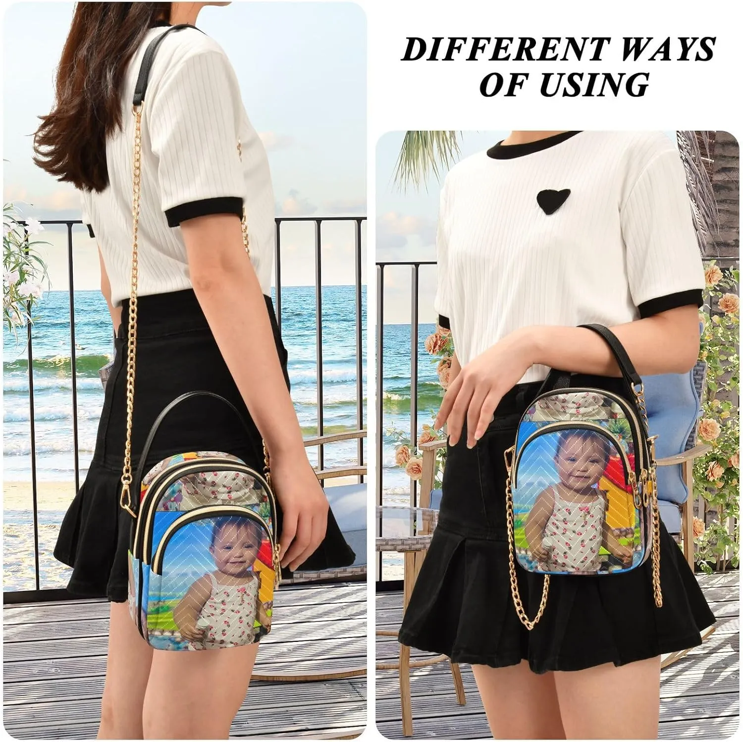 JSTEL Custom Photo Canvas Tote Bag Personalized Picture Tote Bag Customized Photo Tote Bag Women Gift