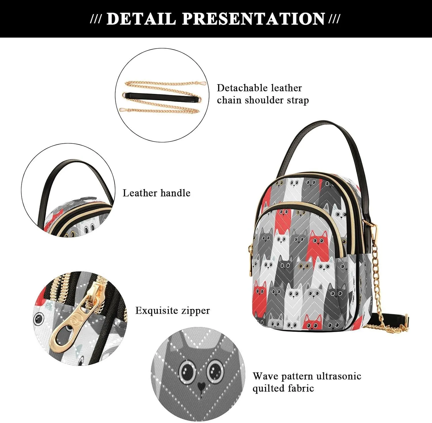 JSTEL Small Crossbody Bag for Women with Compartments,Long Strap Crossbody Purse Polyester Phone Purse Wallet