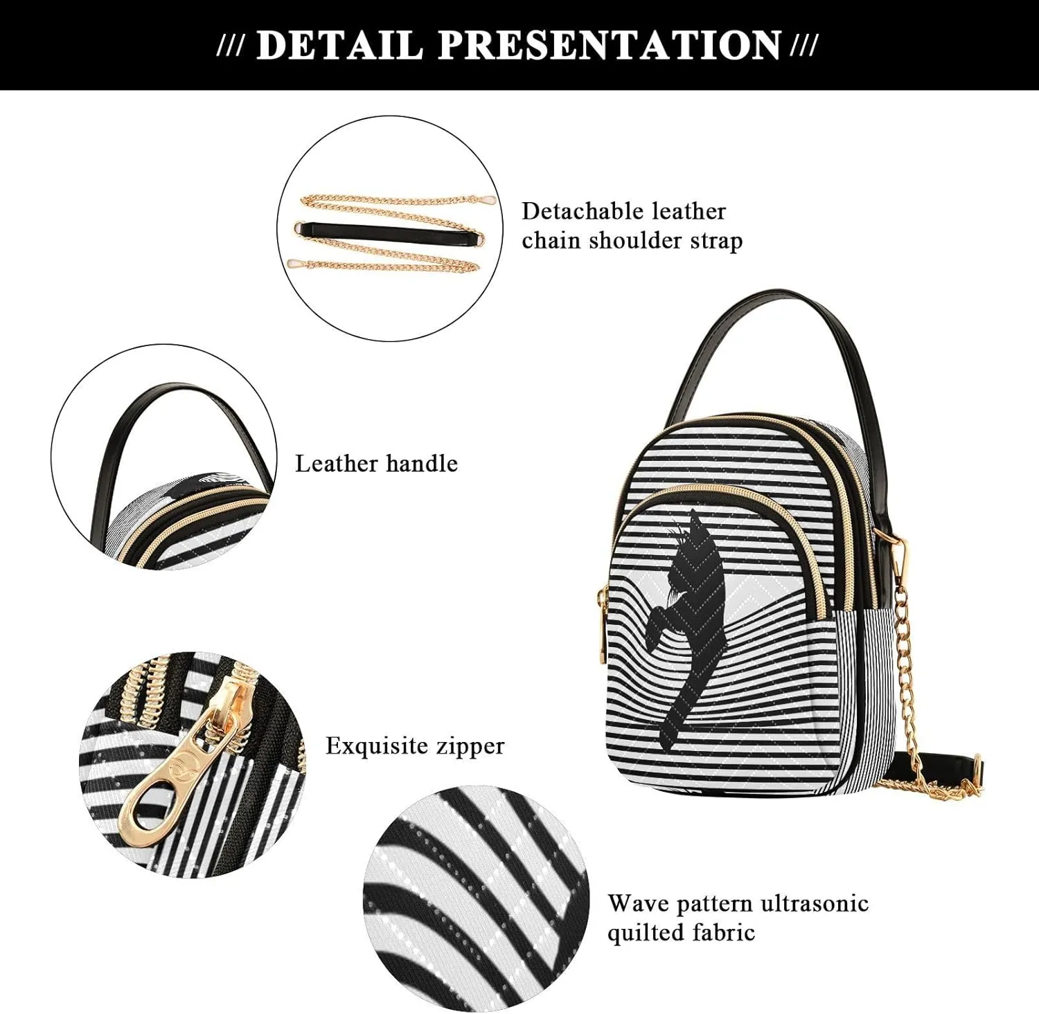 JSTEL Small Crossbody Bag for Women with Compartments,Long Strap Crossbody Purse Polyester Phone Purse Wallet