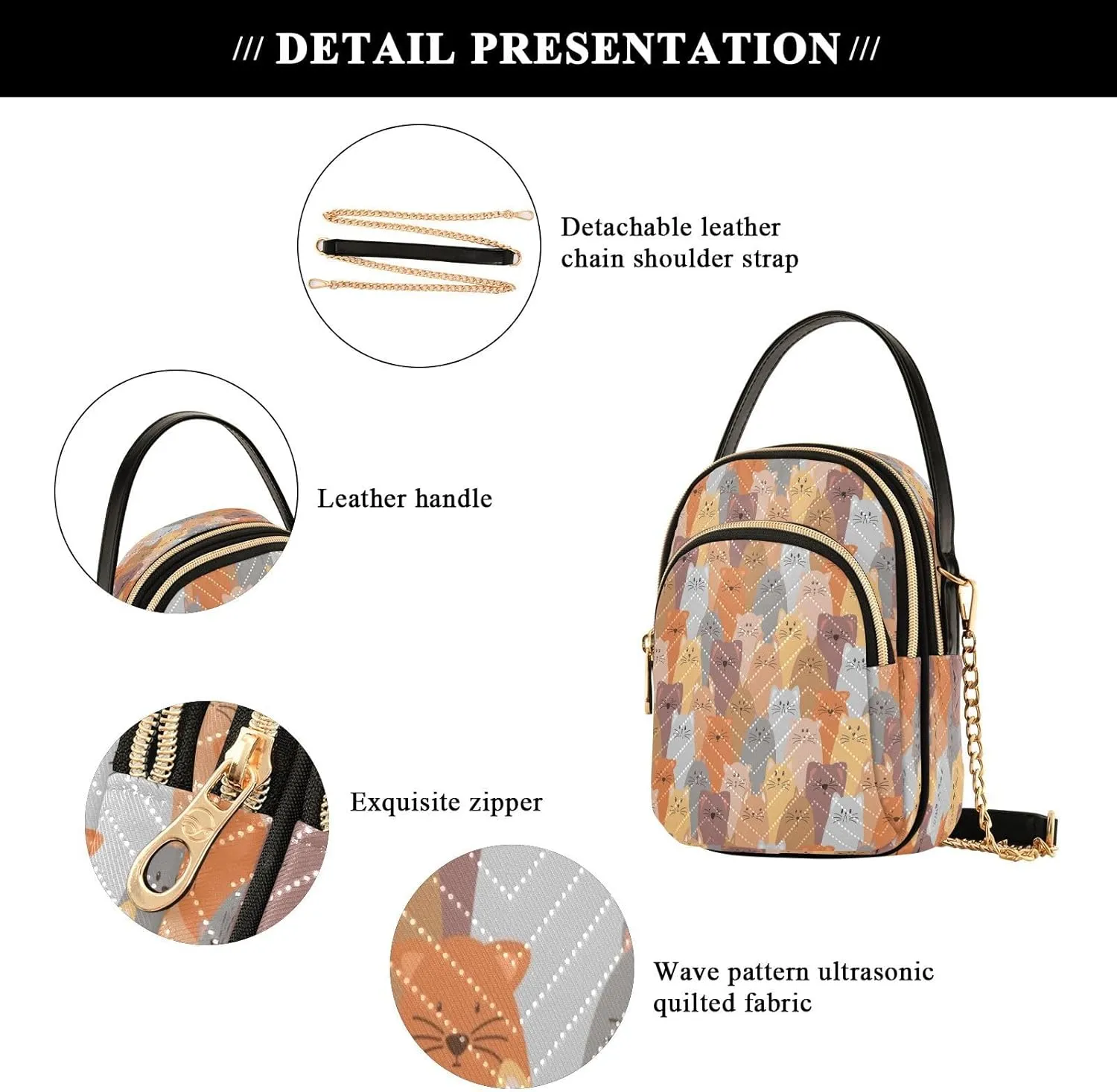 JSTEL Small Crossbody Bag for Women with Compartments,Long Strap Crossbody Purse Polyester Phone Purse Wallet