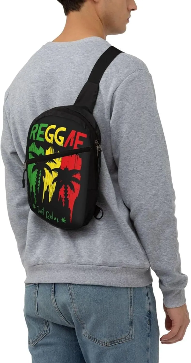 Just Relax Reggae Music Portable Sling Bags Packable Crossbody Bag Foldable Sport Daypack Reusable Shoulder Backpack Diagonally Chest Bag for Workout Travel