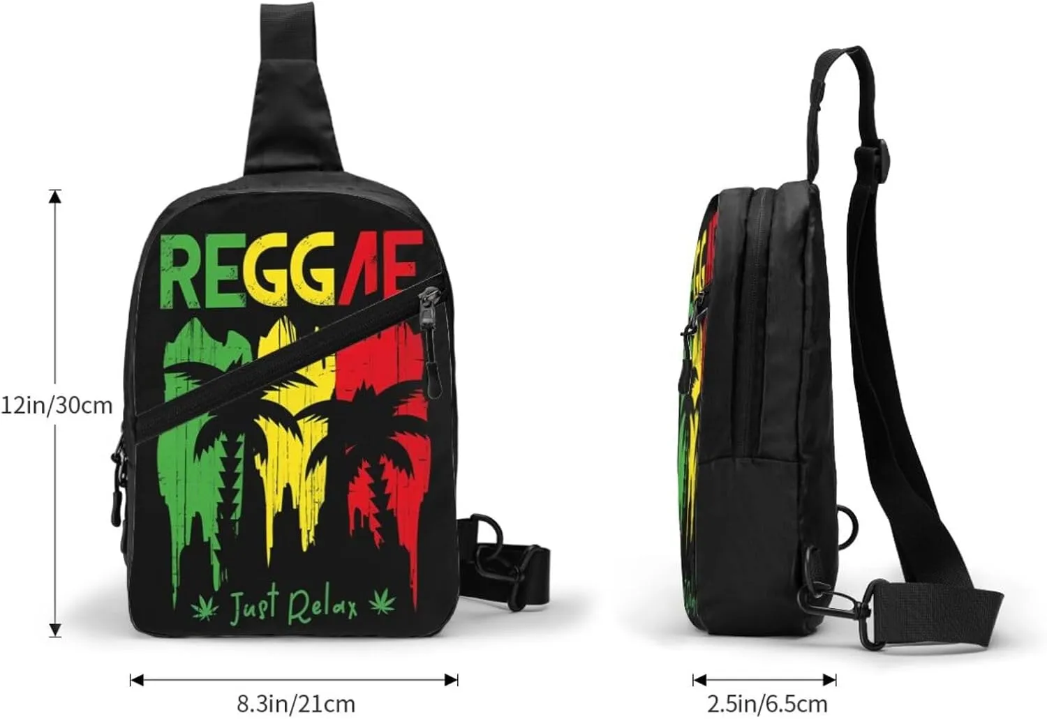 Just Relax Reggae Music Portable Sling Bags Packable Crossbody Bag Foldable Sport Daypack Reusable Shoulder Backpack Diagonally Chest Bag for Workout Travel