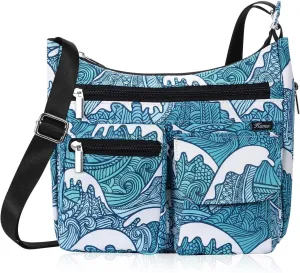 Kamo Crossbody for Women - Multi-pocket Shoulder Lightweight Messenger Casual Printed Purse Handbag Travel Bag