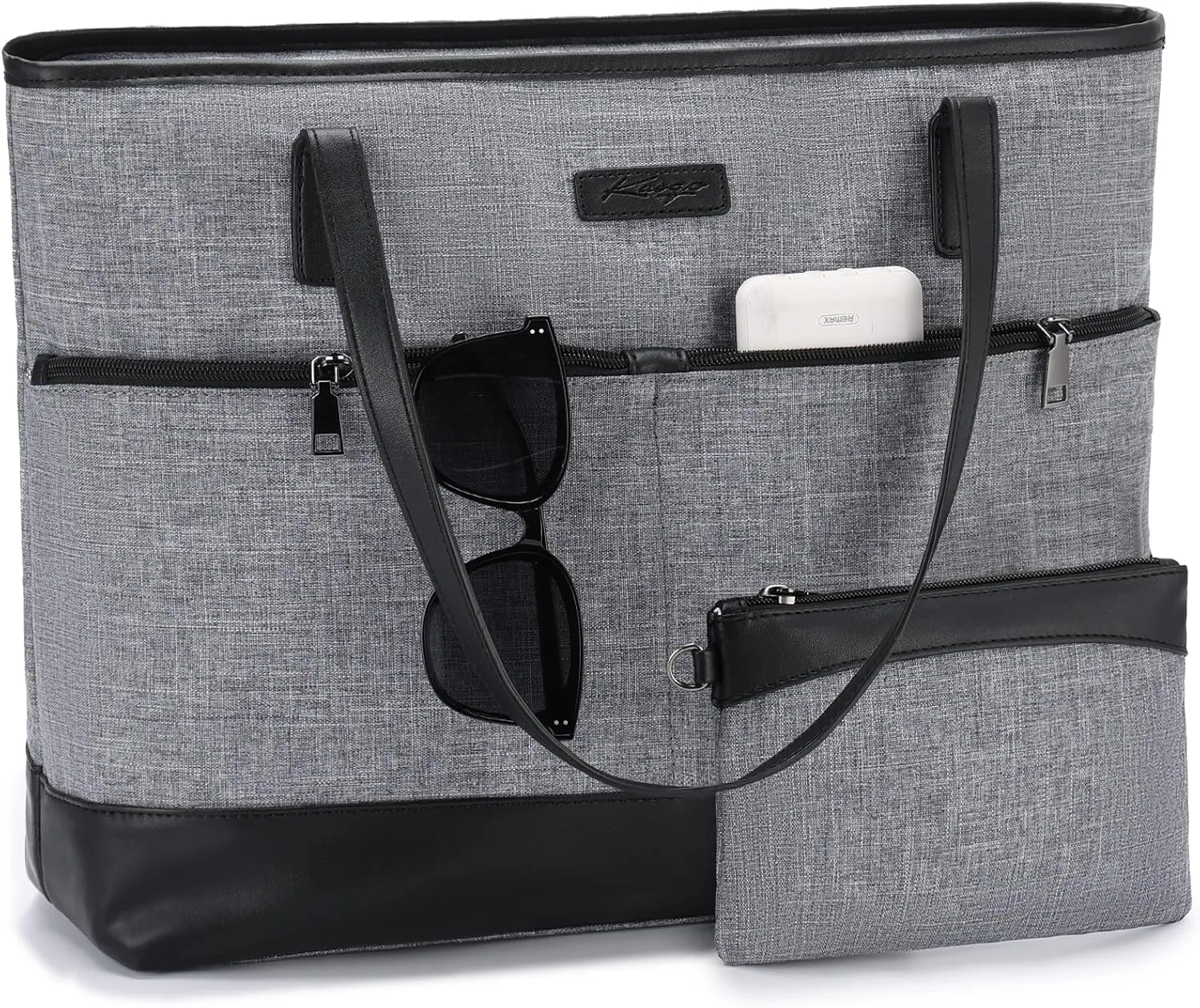 Kasqo Laptop Tote Bag for Women, 15.6" Water Resistant Shockproof Large Shoulder Work Teacher Bag with Luggage Sleeve