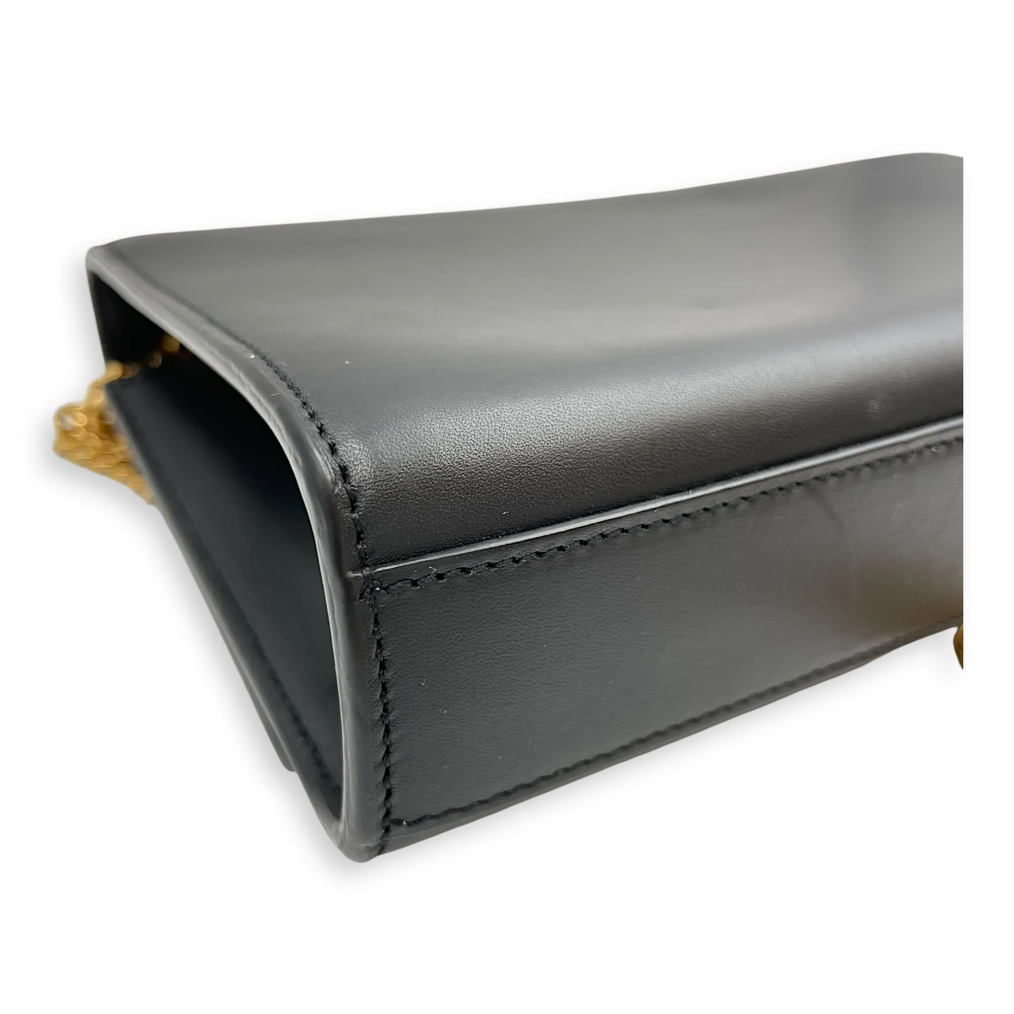 Kate Tassel Medium Black Crossbody Bag in Calfskin, Gold hardware