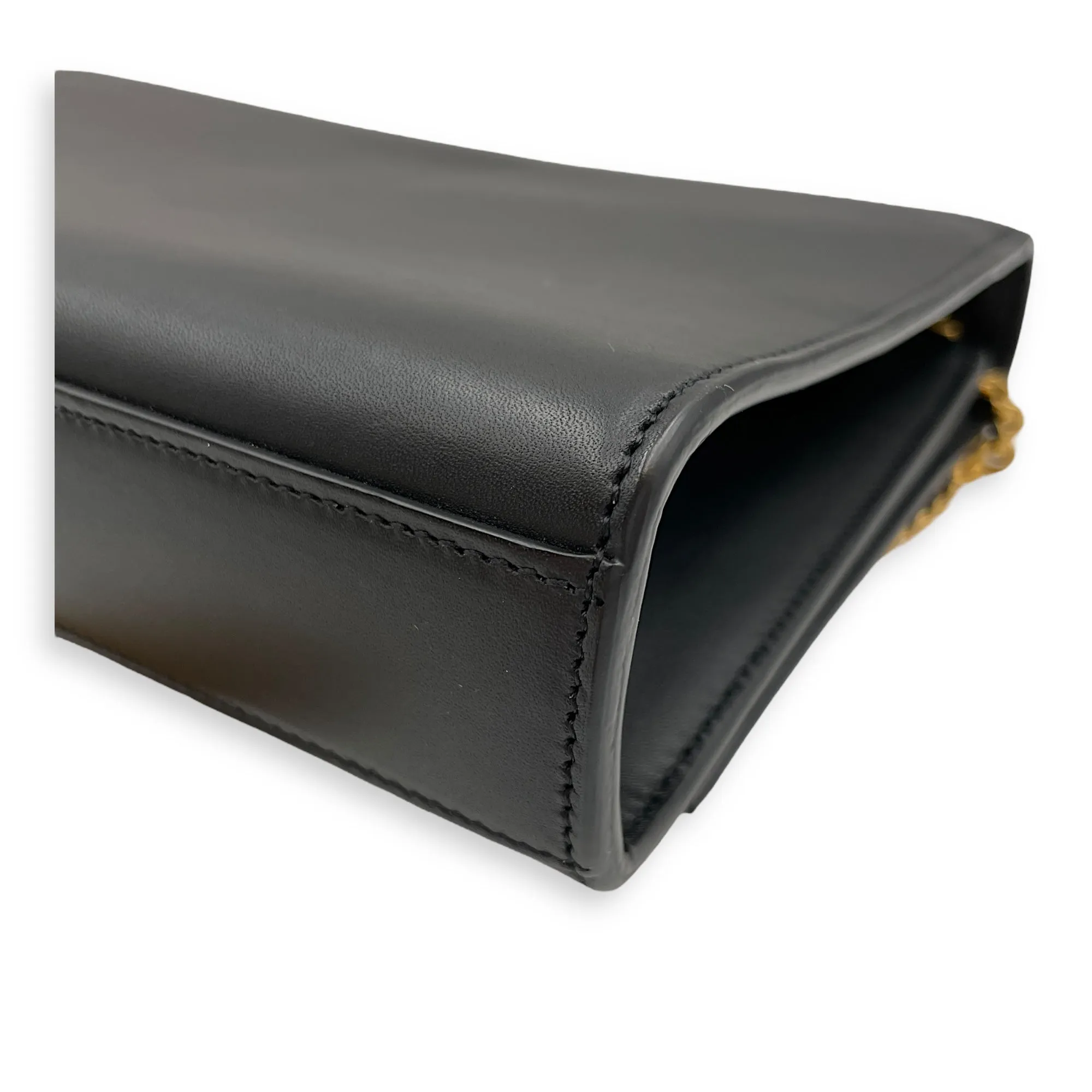 Kate Tassel Medium Black Crossbody Bag in Calfskin, Gold hardware