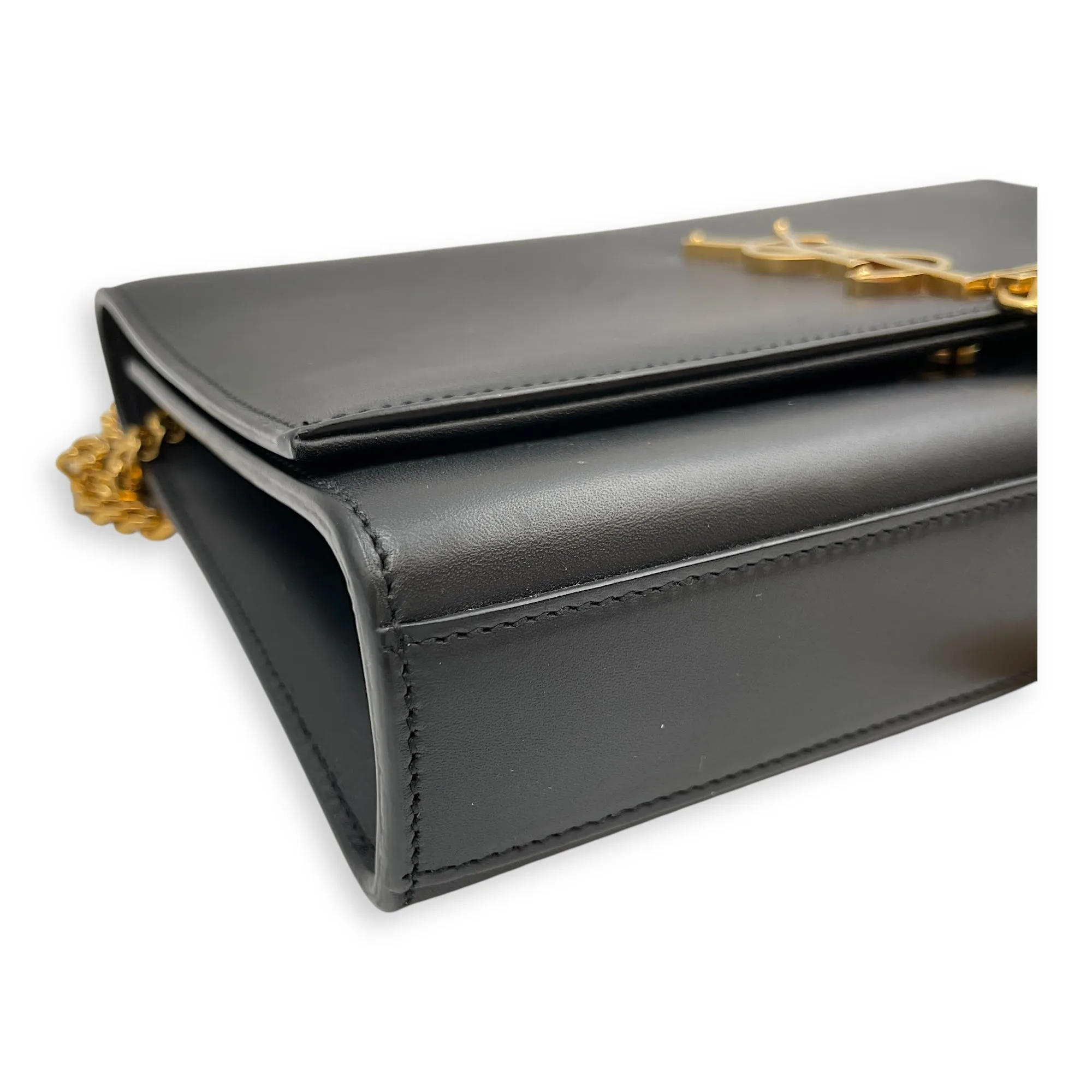 Kate Tassel Medium Black Crossbody Bag in Calfskin, Gold hardware
