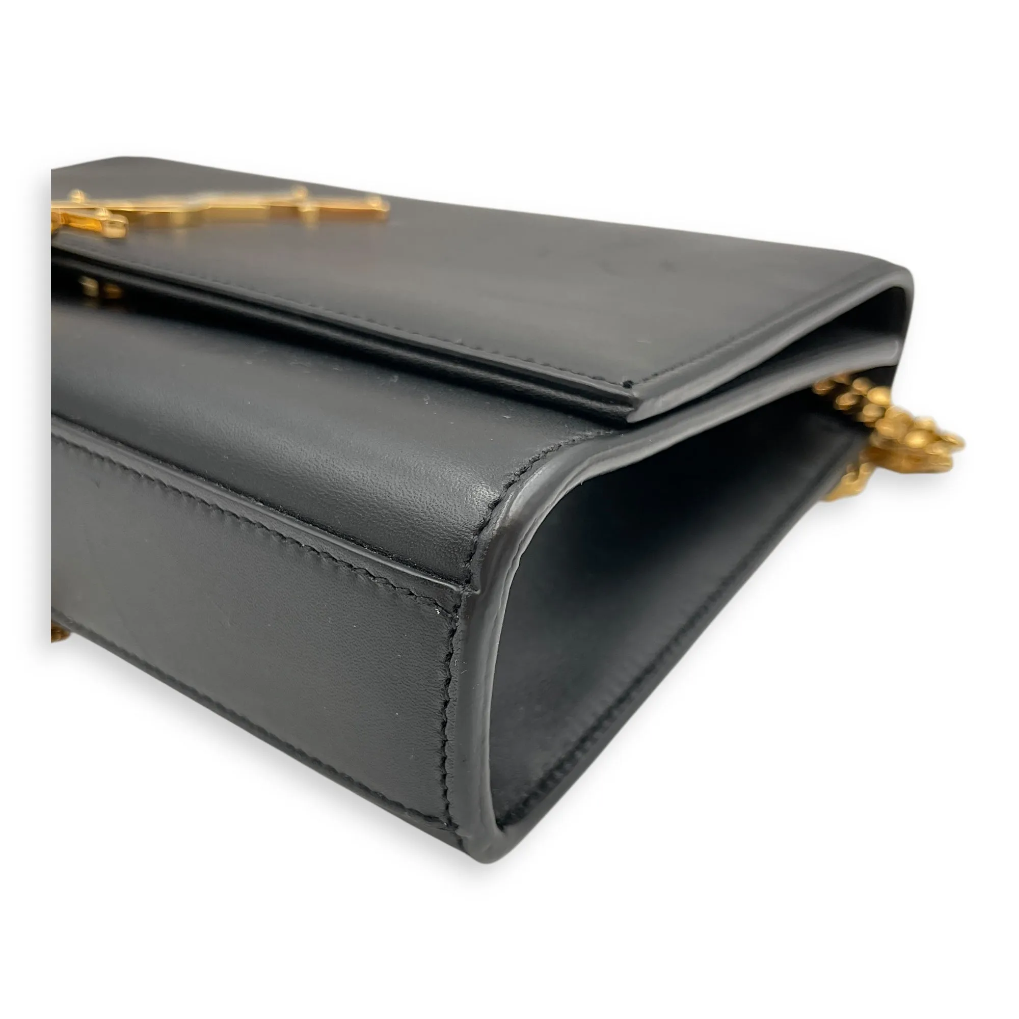 Kate Tassel Medium Black Crossbody Bag in Calfskin, Gold hardware