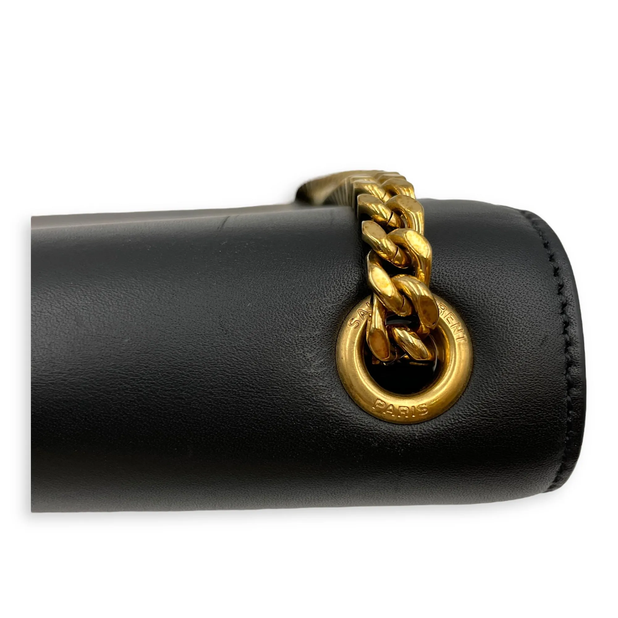 Kate Tassel Medium Black Crossbody Bag in Calfskin, Gold hardware