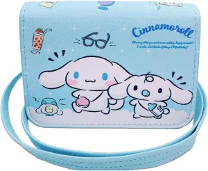 Kawaii Cartoon Crossbody Bag with Adjustable Shoulder Strap, Anime Handbag with Buckle, Cat Family Phone Purse Coin Pouch Wallet for Women Girls Kids (Cinna)