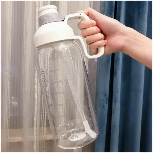 kettles 60.9 oz Large Water Bottle with Motivational Time Marker Reminder,Portable Sports Bottles with Straw-Durable,Outdoor Activity canteen(D)
