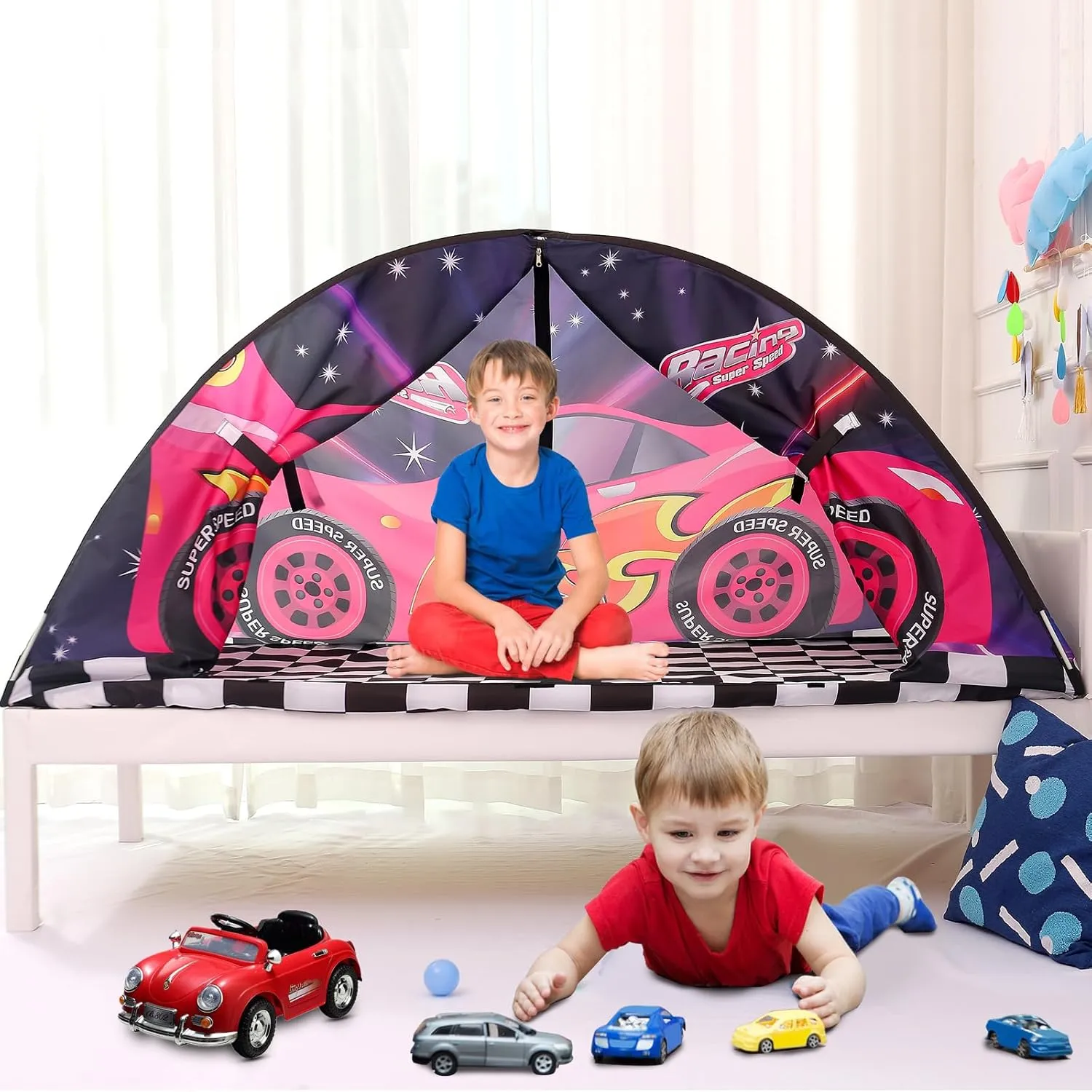 Kid Bed Tent -Twin Play Tent Baby Toddlers Dream Playhouse for Bedroom Decor Indoor Games Twin Size Bed Canopy by CRAWLBO