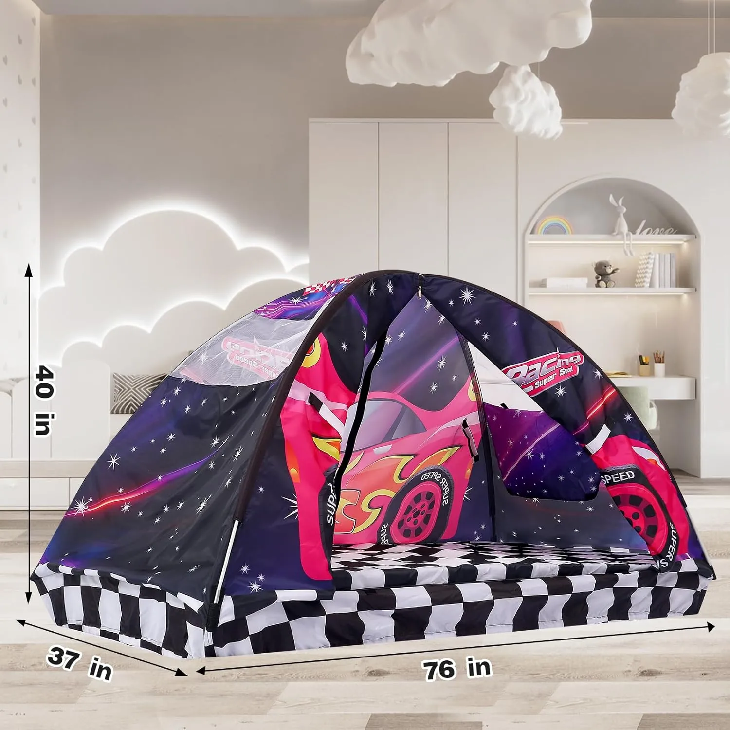 Kid Bed Tent -Twin Play Tent Baby Toddlers Dream Playhouse for Bedroom Decor Indoor Games Twin Size Bed Canopy by CRAWLBO
