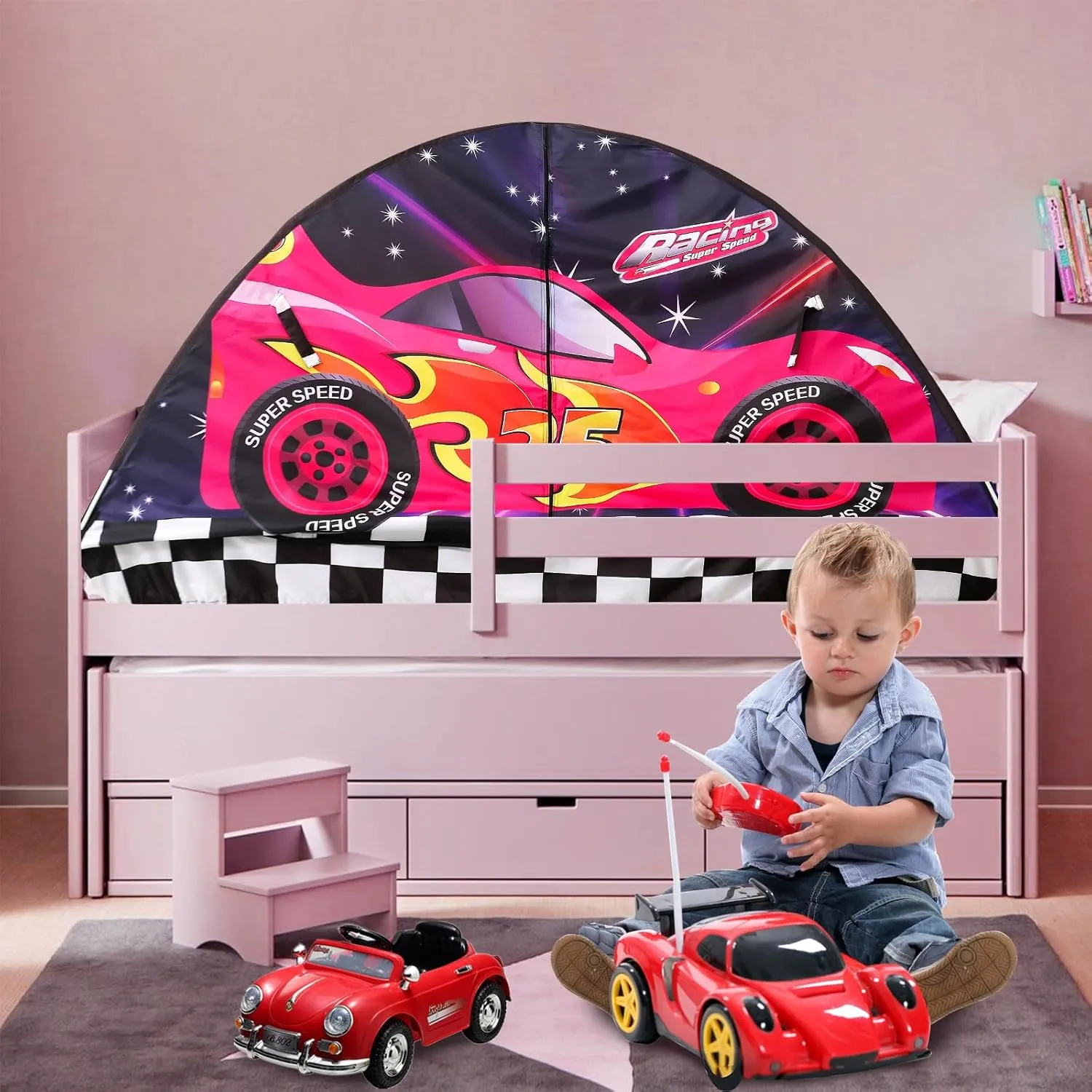 Kid Bed Tent -Twin Play Tent Baby Toddlers Dream Playhouse for Bedroom Decor Indoor Games Twin Size Bed Canopy by CRAWLBO