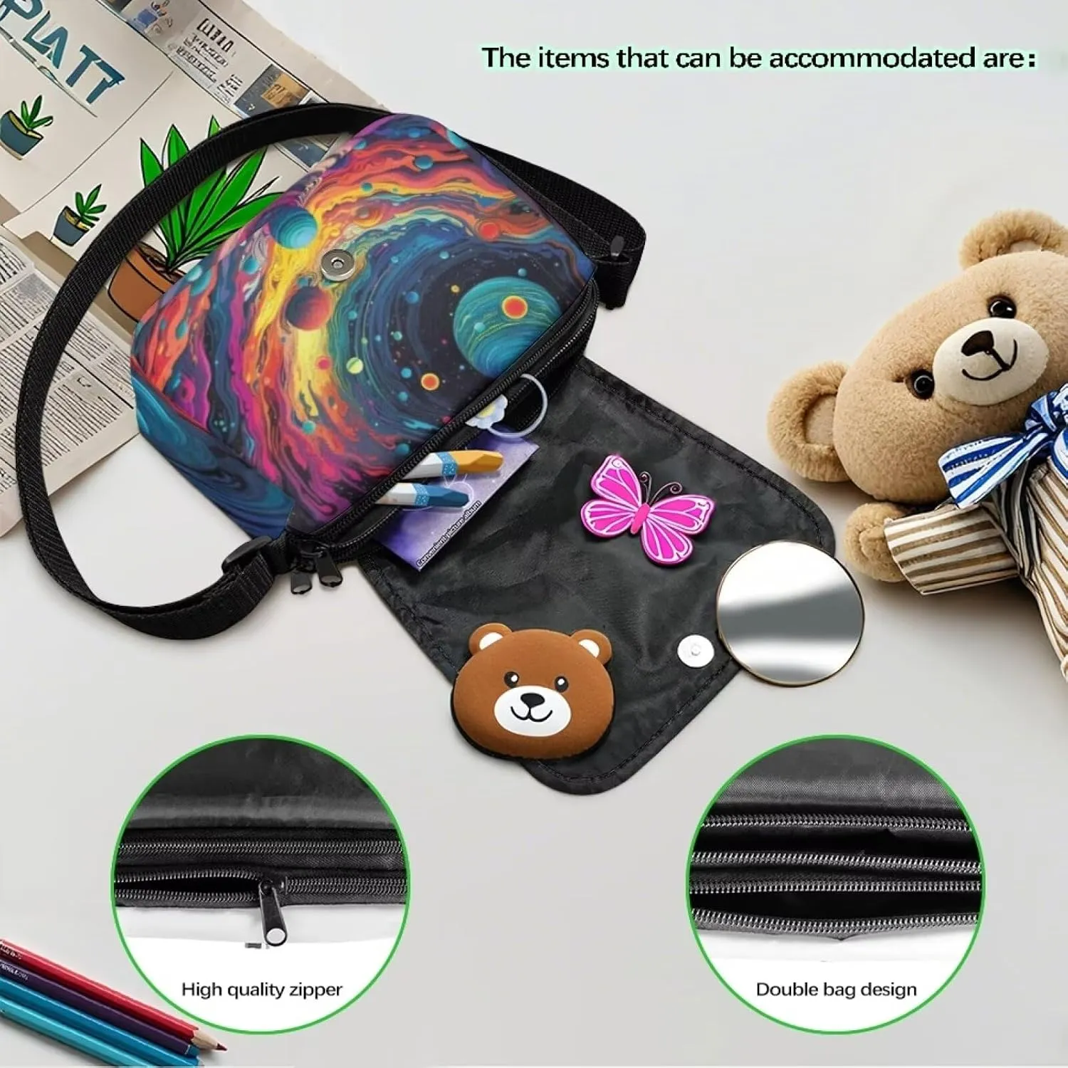 Kids Crossbody Bag for Girls Small Shoulder Bag for Kids Crossbody Handbags with Adjustable Strap for Travel