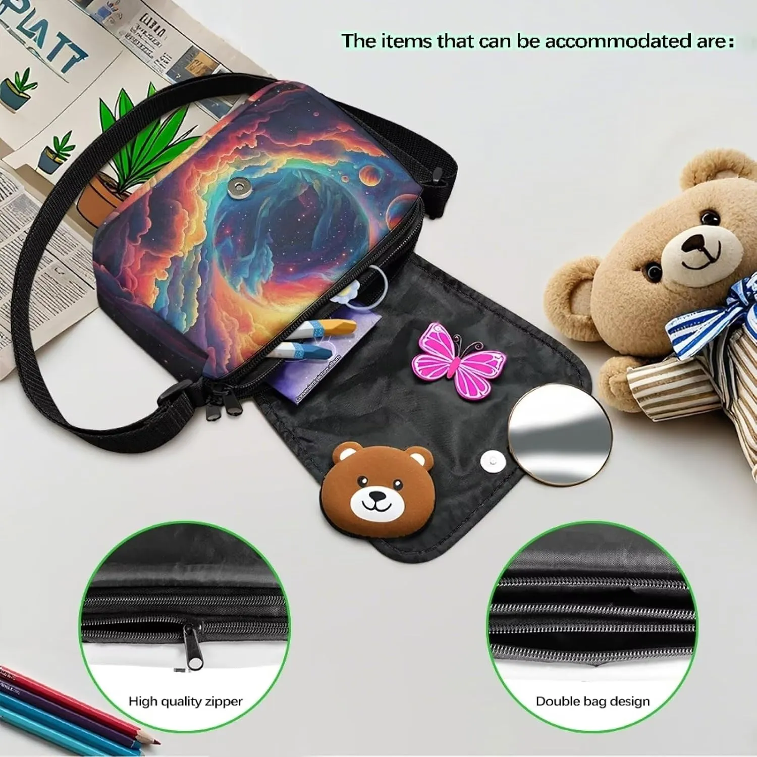 Kids Crossbody Bag for Girls Small Shoulder Bag for Kids Crossbody Handbags with Adjustable Strap for Travel