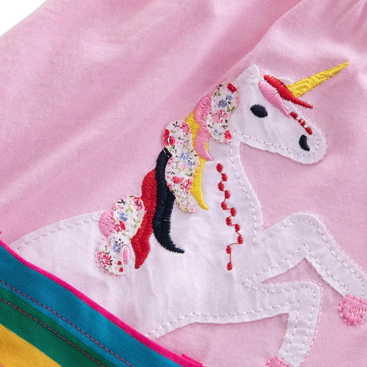 Kids Girls Summer Casual Unicorn Dresses Cotton Short Sleeve Crew Neck Dress 2-7 Years