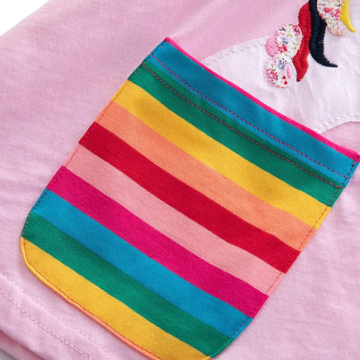 Kids Girls Summer Casual Unicorn Dresses Cotton Short Sleeve Crew Neck Dress 2-7 Years