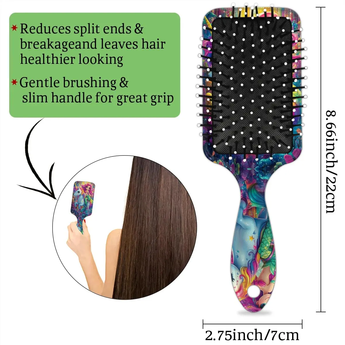 Kids Hair Brush for Boys Girls Toddler - Mermaid Unicorn Detangler Hairbrush for Wet Dry Thin Long Curly Hair Pain-Free Comb Glide Through Tangles with Ease and Massage Scalp