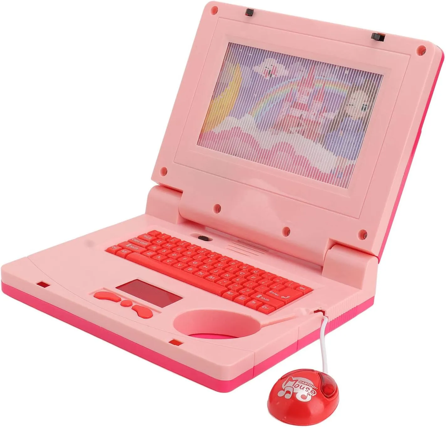 Kids Learning Laptop, Plastic High Simulation Educational Toddler Learning Computer Toy with (Non Retractable Mouse) Electronic Toy