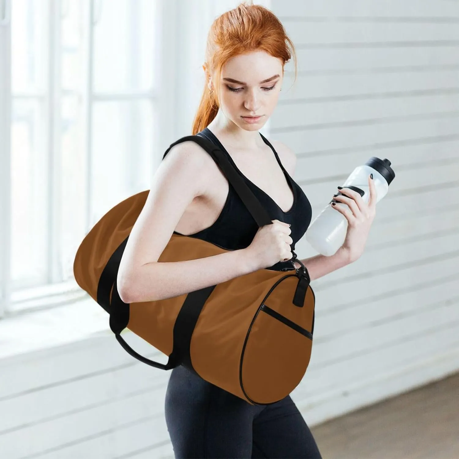 Kids Overnight Duffel Bags Lightweight Gymnastics Sports Bag for Women Men Weekender Overnight Bag Brown Color