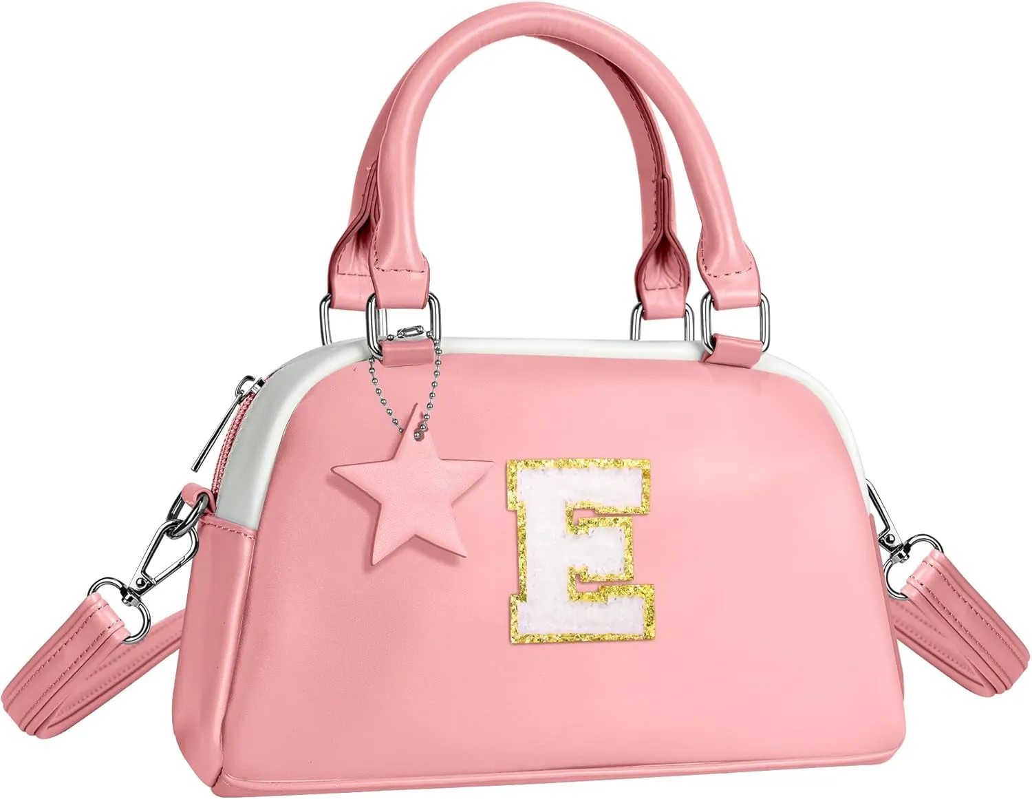 Kids Purse Handle Bag Crossbody bags, Makeup bag Girls Gifts, Gifts for 4-8-10-12 Girl Toddler, monogram Pouch Bag for makeup kits, Handbag-peach pink-E