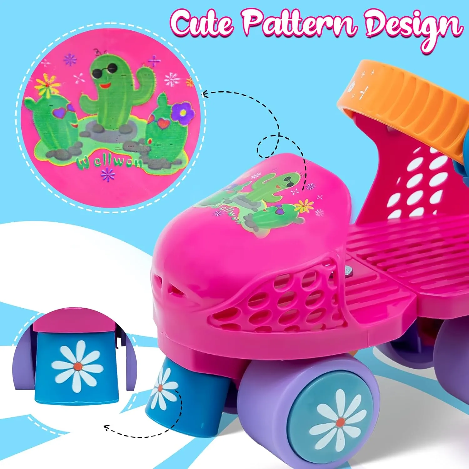 Kids Roller Skate for Girls Boys Age 2-5 Years Old, Adjustable Toddler Rollerskates, Children Beginner Roller Skate
