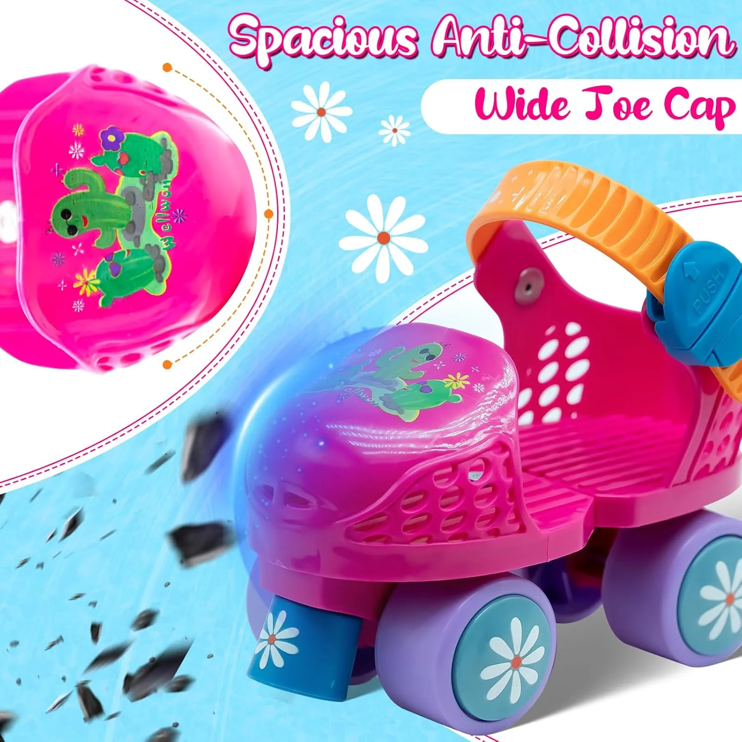 Kids Roller Skate for Girls Boys Age 2-5 Years Old, Adjustable Toddler Rollerskates, Children Beginner Roller Skate