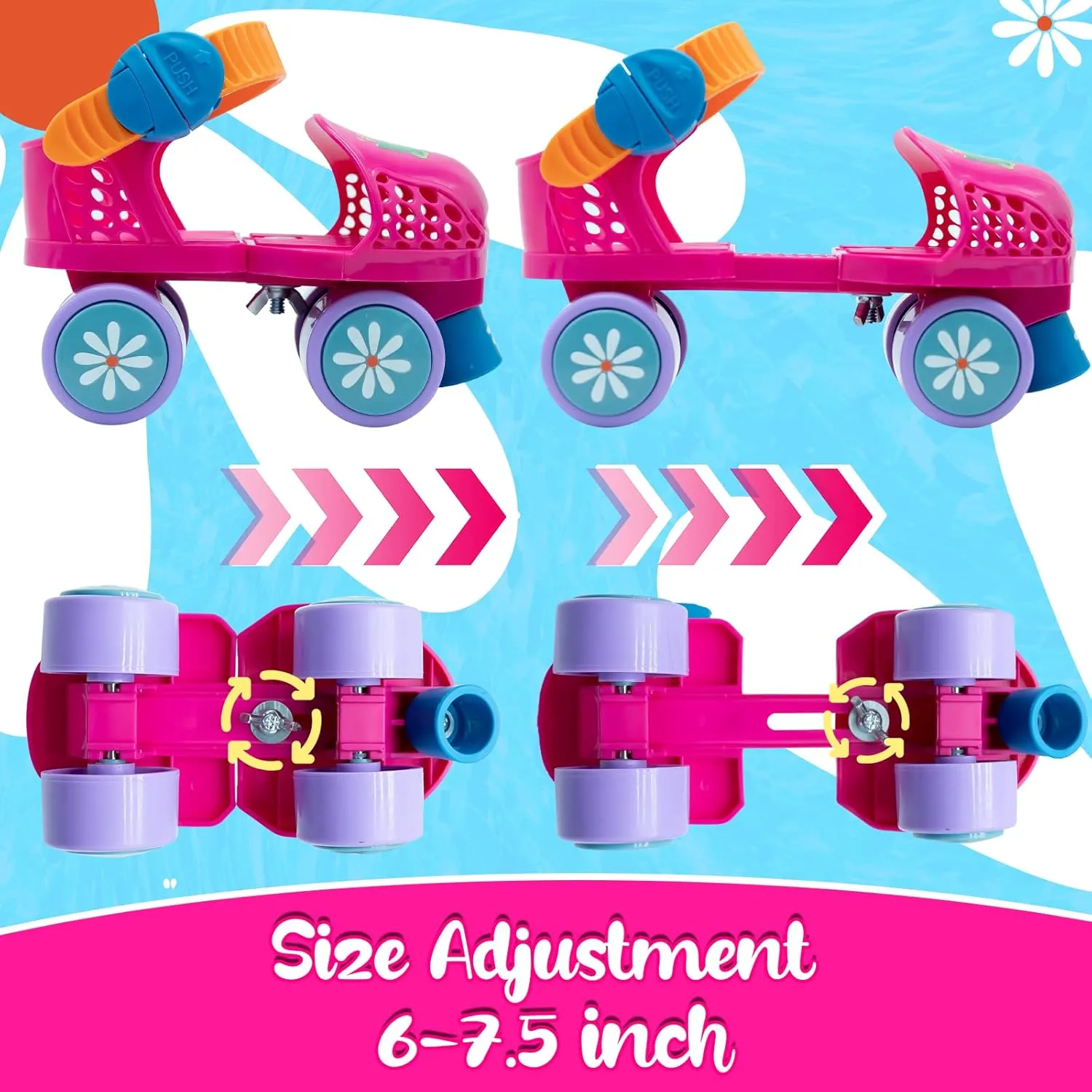 Kids Roller Skate for Girls Boys Age 2-5 Years Old, Adjustable Toddler Rollerskates, Children Beginner Roller Skate