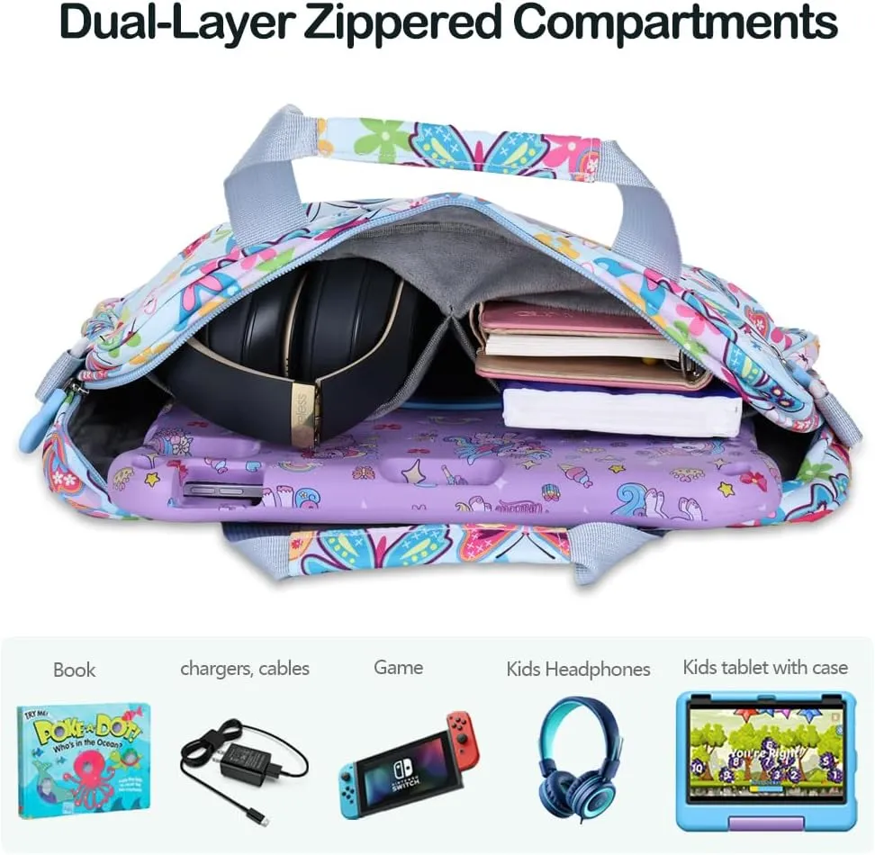 Kids Tablet Bag for Boy Girl Dinosaur Tablet Sleeve Carrying Case with Handle Shoulder Strap 13 inch Tablet Travel Bag