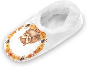 Kids Winter Slippers for Boys Girls Owl Flowers Floral Wreath Warm Soft Non Slip House Slippers Children Indoor