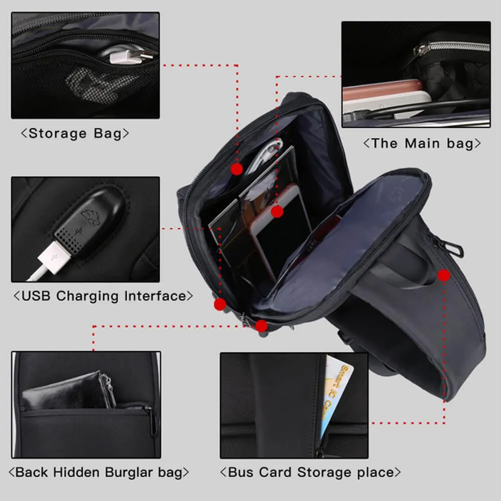 Kingsons Men's anti-theft waterproof crossbody bag (9.7 inches) - KS3174W