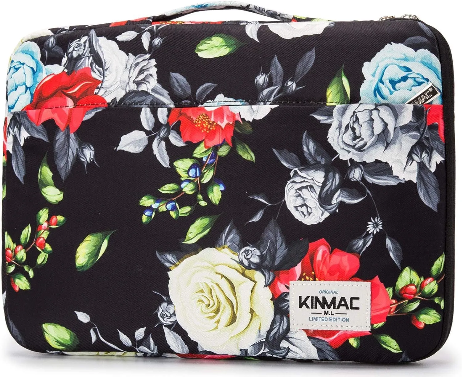 Kinmac 360° Protective Laptop Sleeve Case Bag Cover with Handle for MacBook Air 15 inch, and 15 inch-15.6 inch HP,Lenovo,Dell,ASUS,Acer Notebook Computer (Colorful Rose)