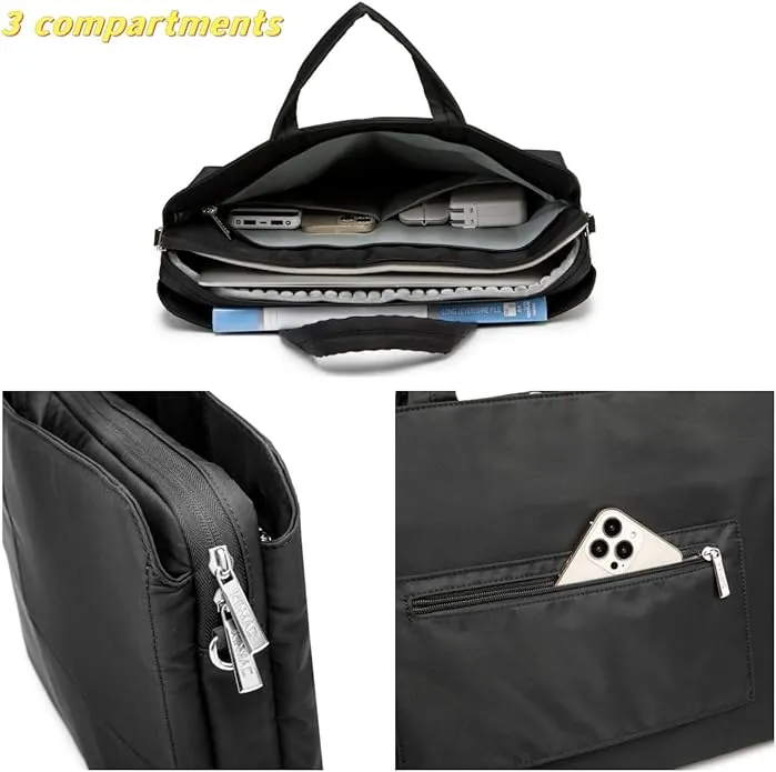 Kinmac 360° Super shockproof  14 Inch 3 Compartment Laptop Shoulder Bag ( Eva Bubble protection, Waterproof Fabric, Luggage Strap, Extra Pockets) - Black