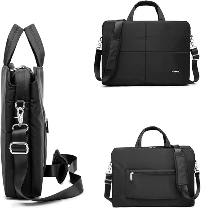 Kinmac 360° Super shockproof  14 Inch 3 Compartment Laptop Shoulder Bag ( Eva Bubble protection, Waterproof Fabric, Luggage Strap, Extra Pockets) - Black