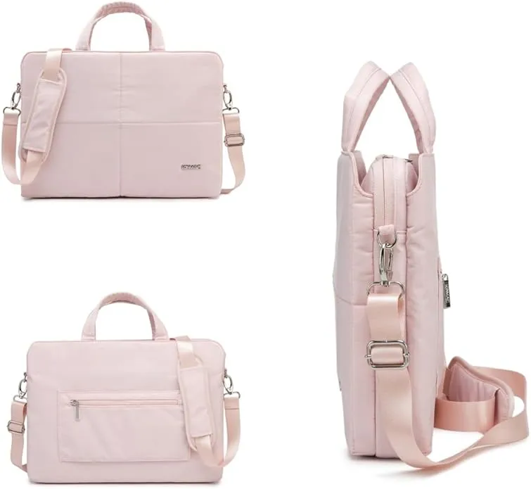 Kinmac 360° Super shockproof  14 Inch 3 Compartment Laptop Shoulder Bag ( Eva Bubble protection, Waterproof Fabric, Luggage Strap, Extra Pockets) - Pink