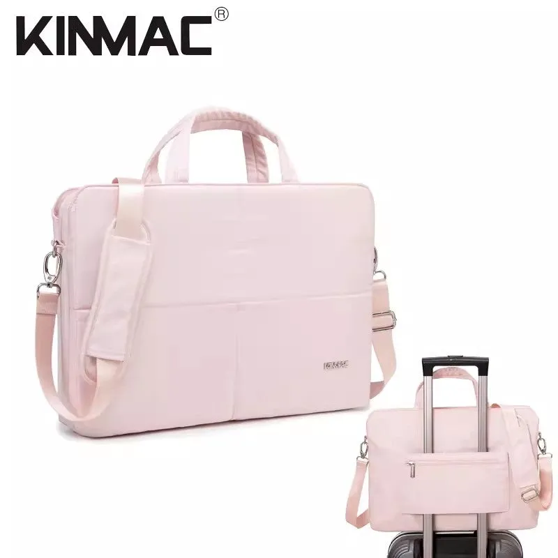 Kinmac 360° Super shockproof  14 Inch 3 Compartment Laptop Shoulder Bag ( Eva Bubble protection, Waterproof Fabric, Luggage Strap, Extra Pockets) - Pink