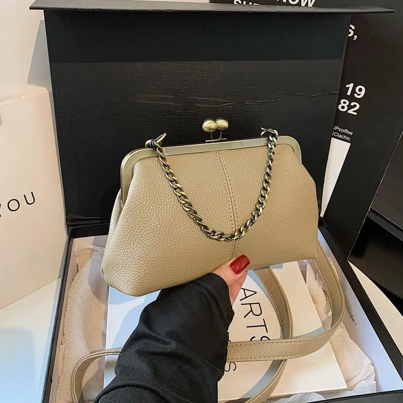 Kiss Lock Purses and Handbags Kisslock Crossbody Bag Vintage Shoulder Clutch Purses for Women