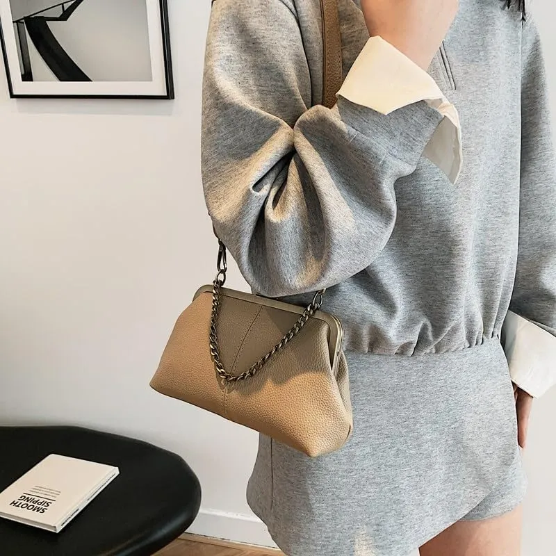 Kiss Lock Purses and Handbags Kisslock Crossbody Bag Vintage Shoulder Clutch Purses for Women