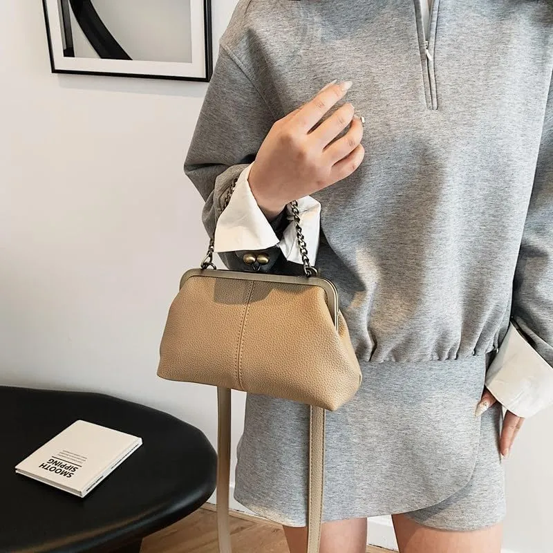 Kiss Lock Purses and Handbags Kisslock Crossbody Bag Vintage Shoulder Clutch Purses for Women