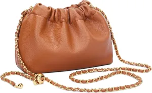KKXIU Small Crossbody Bags for Women Ruched Vegan Leather Shoulder Purse with Adjustable Strap