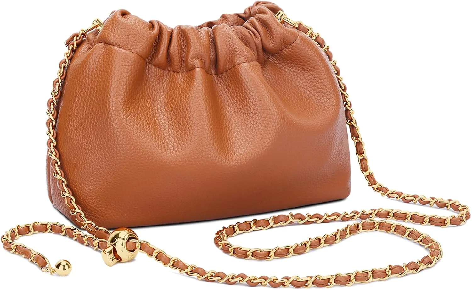 KKXIU Small Crossbody Bags for Women Ruched Vegan Leather Shoulder Purse with Adjustable Strap