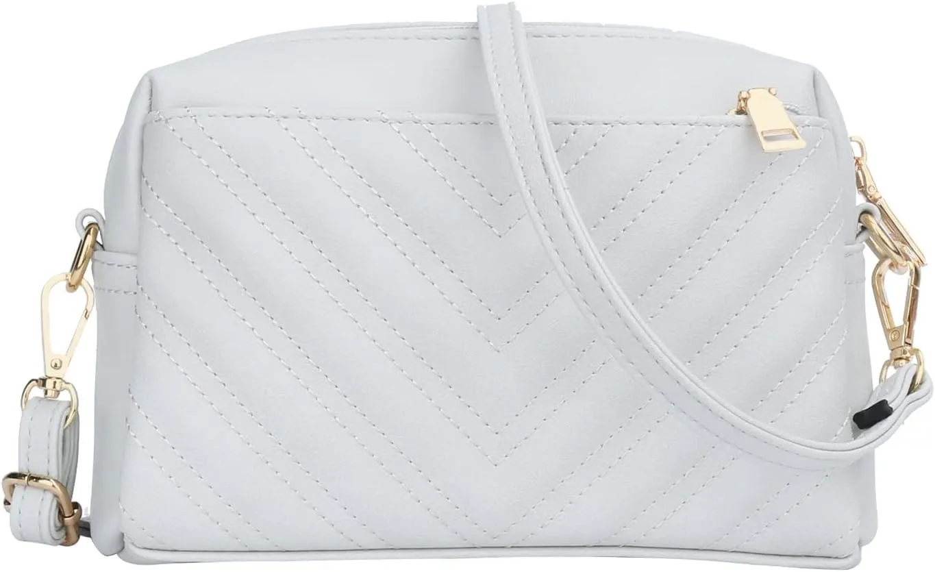 KKXIU Triple Zip Lightweight Small Crossbody Bags for Women Quilted Shoulder Purses and Handbags