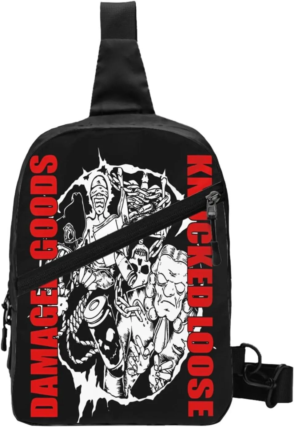 Knocked Music Loose Foldable Crossbody Sling Bags Shoulder Chest Backpack Lightweight Handbag for Cycling Hiking