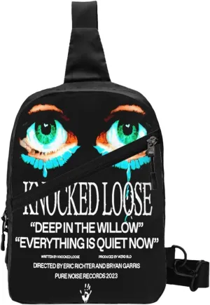Knocked Music Loose Foldable Crossbody Sling Bags Shoulder Chest Backpack Lightweight Handbag for Cycling Hiking