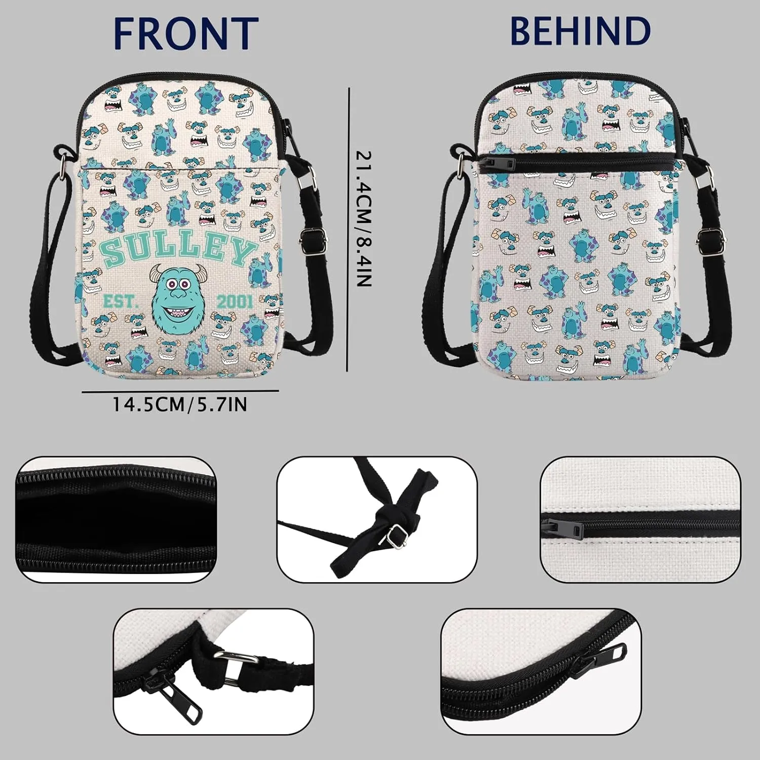 KUIYAI Monsters Movie Gift Monsters Crossbody Bag Sulley Mike Fans Merchandise