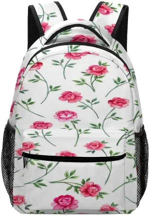 Kuizee Travel Laptop Backpack Business Daypack Work Bookbag Gentle Little Pink Roses Durable iPad Tablet School College Book Bags Casual Bags for Men and Women