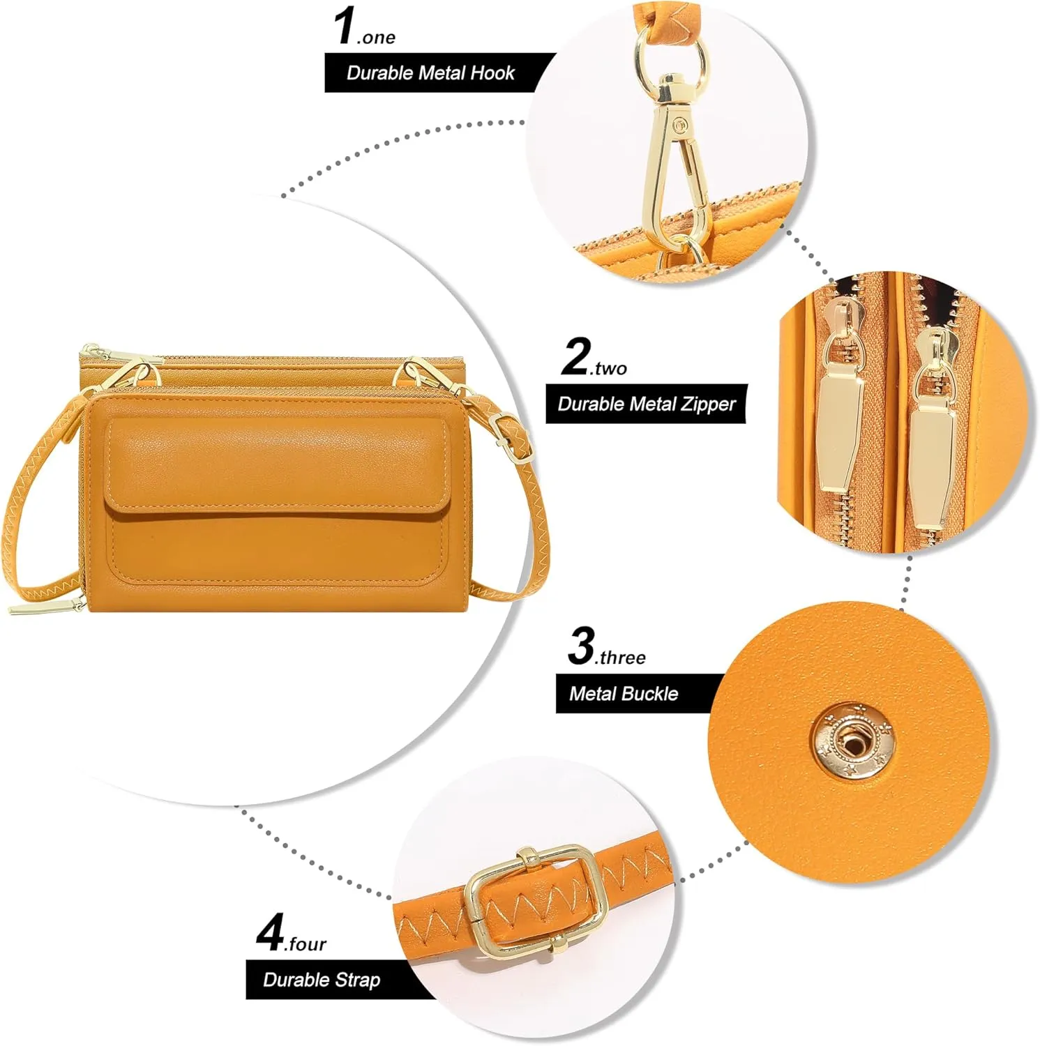 KUKOO Small Crossbody Bag for Women Cell Phone Wallet Purse Mini Shoulder Handbags with Card Slots